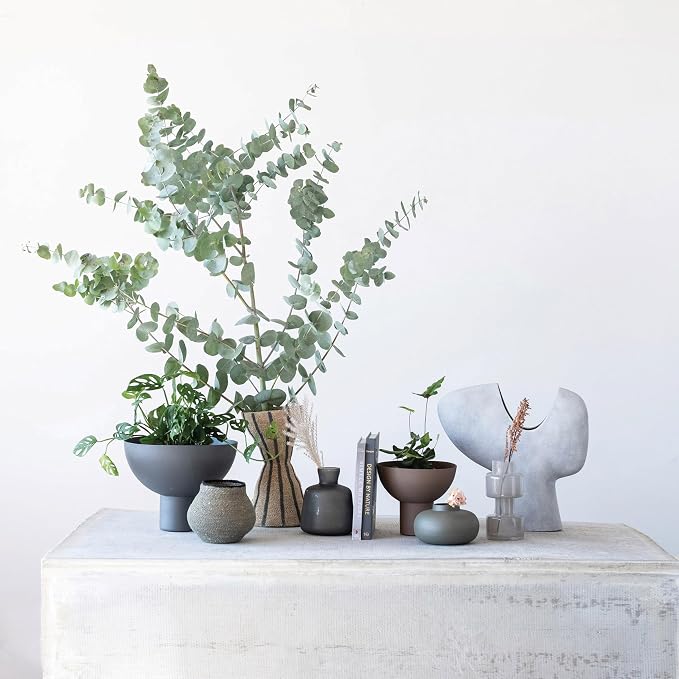Bloomingville Modern Terracotta Abstract Vase, Grey
