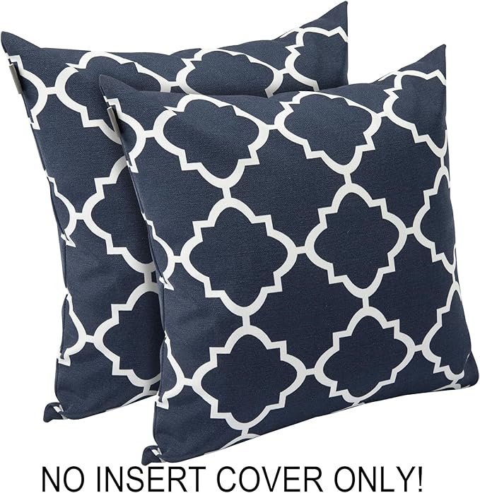 FUNHOME Waterproof Outdoor Throw Pillow Covers Set of 2,Home Decor for Garden Patio Furniture,Couch,Sofa 18 x18 Inch Decorative Pillows Cover Only,NO Insert(Blue Geometry)