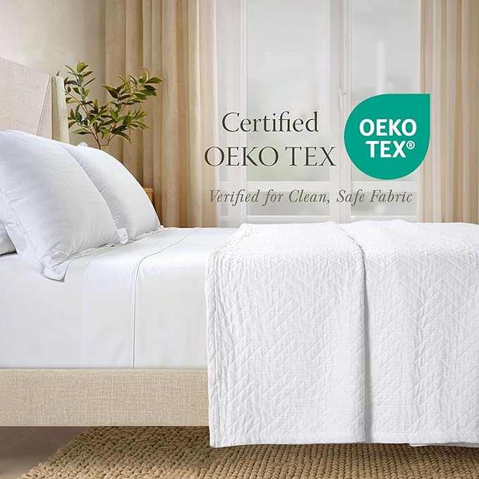 Threadmill Luxury Cotton Blankets for Queen Size Bed | All-Season 100% Cotton Queen Size Blanket | Criss Cross Jacquard Cozy Lightweight, Soft Breathable Coverlet fits Full Size Bed, 90x92 | White