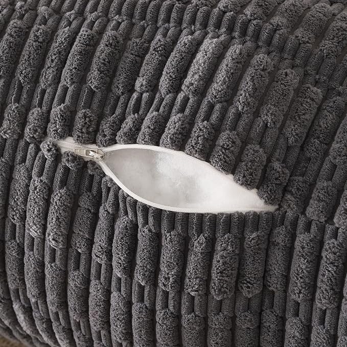 Reading Pillow for Sitting in Bed with Arm,Gray Corduroy,M | Sitting Pillow for Teens Back Support,17" Backrest Pillow Supports Reading,Gaming & Relaxing in Bed,Couch,or Floor