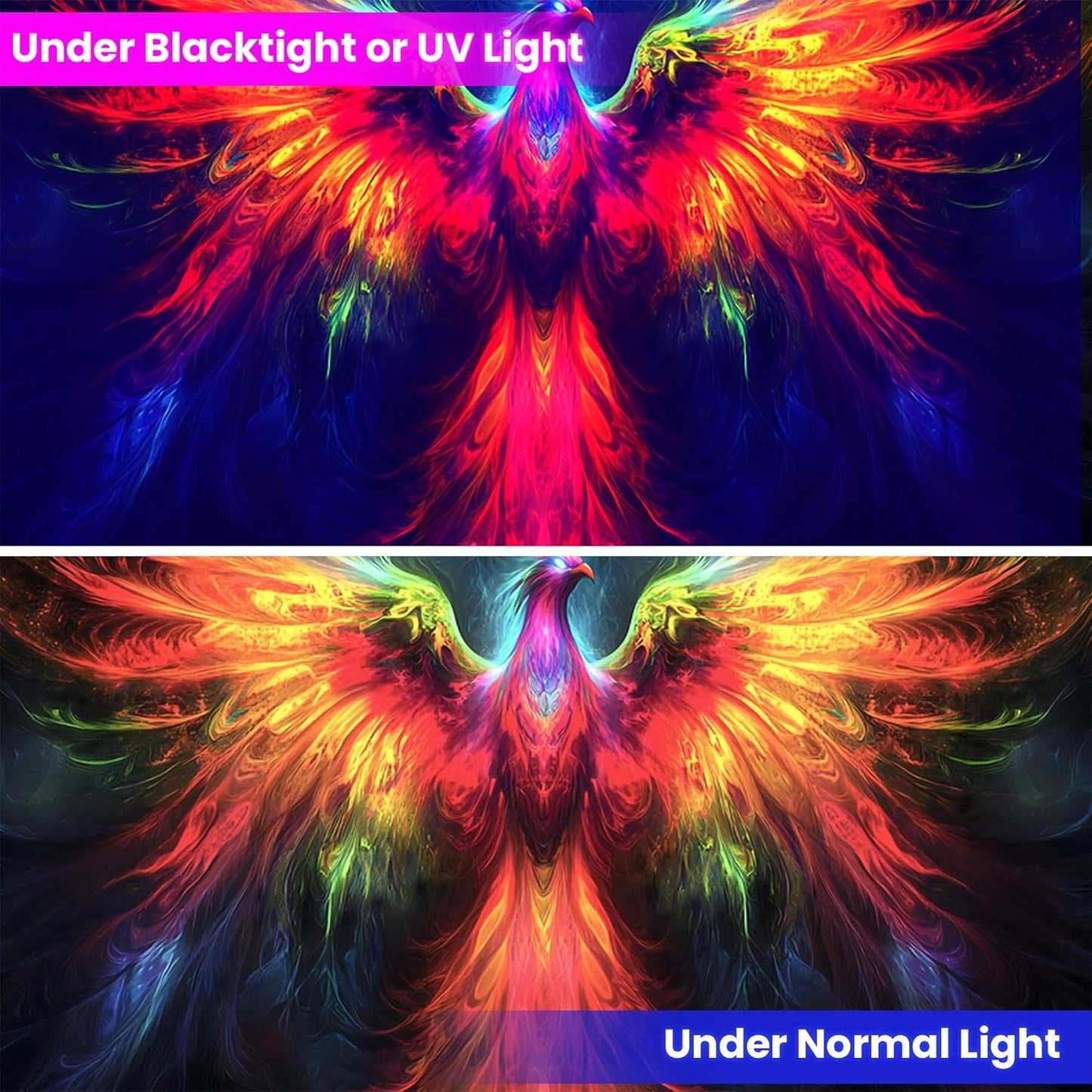 Blacklight Tapestry,WingTapestry Glow In The Dark,UV Reactive Black Light Upright Posters Wall Hanging for Bedroom Dorm Living Room Backdrop Decor (wing16, 90L" x 70W")