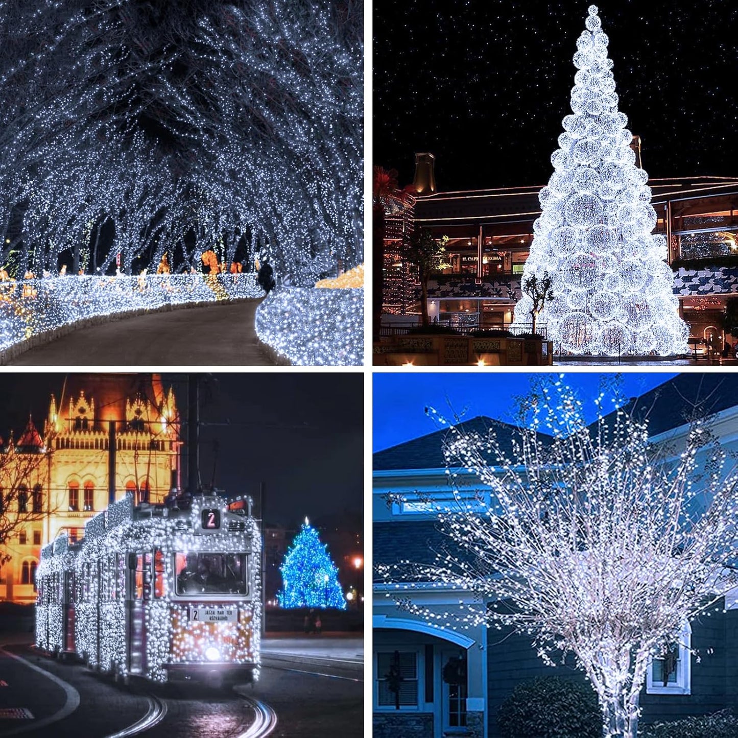 Solar String Lights Outdoor, 4 Pack Each 100 LED Solar Christmas Twinkle Lights Outside, Waterproof Copper Wire with 8 Modes Solar Fairy Lights for Garden Yard Tree Wedding Christmas Decor(Cool White)