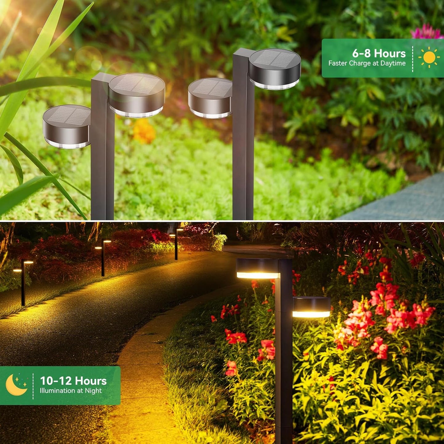 Solar Pathway Lights Outdoor Waterproof, 2 Pack with 4 Head Solar Lights Outdoor Super Bright Up to 12Hrs, Auto On/Off Garden Light for Yard Patio Path Walkway Driveway Outside Decor