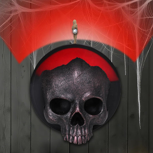 Ovewios Halloween Skull Decorations, Gothic Skeleton Head Hanging Wall Decor, Resin Creepy Skull Led Lights for Indoor Halloween Party Home Decorations
