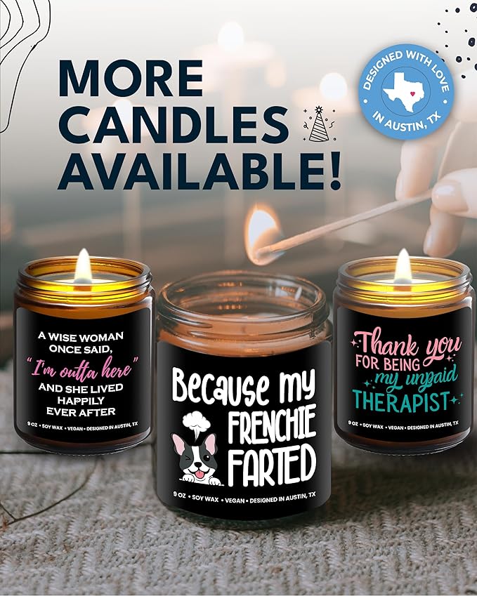 Funny Frenchie Candle, Frenchie Gifts for Women, Unique French Bulldog Gift Ideas, Best Present for Pet Lovers, Perfect Frenchies Presents for Girls, Birthday, Christmas, Gift-Ready