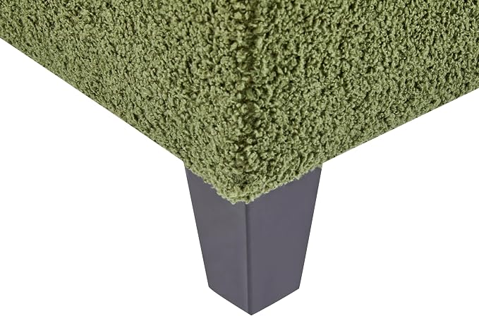 Christopher Knight Home Vayne Boucle Storage Ottoman, Rectangular Ottoman Bench, Birch Wood Legs, Upholstered Ottoman with Storage, Foot Rest Bench for Living Room, Entryway and Bedroom, Green