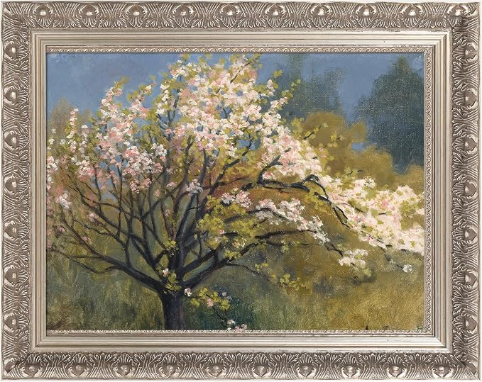 French Country Ornate Frame for 20x24 Oil Paintings Art Prints, 2.4” Wide Antique Silver Elizabeth Wood Canvas Frame for Still Life Flower (No Glass Cover&Backboard)