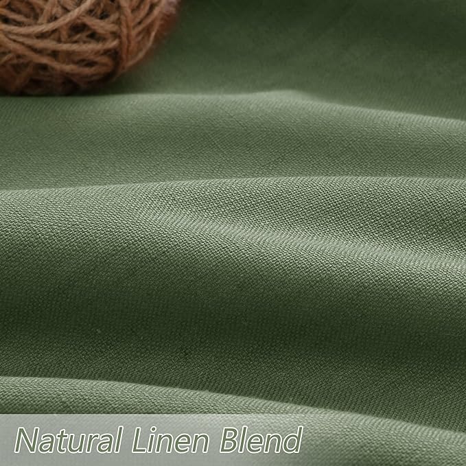 Guken Olive Green 100% Blackout Curtains 63 Inch Length 2 Panels Set for Living Room Bedroom Back Tab Thermal Insulated Black Out Linen Drapes Room Darkening Window Curtains 63 Inches Long