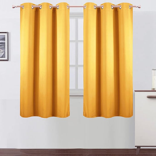 LEMOMO Yellow Thermal Blackout Curtains/42 x 63 Inch/Set of 2 Panels Room Darkening Curtains for Bedroom