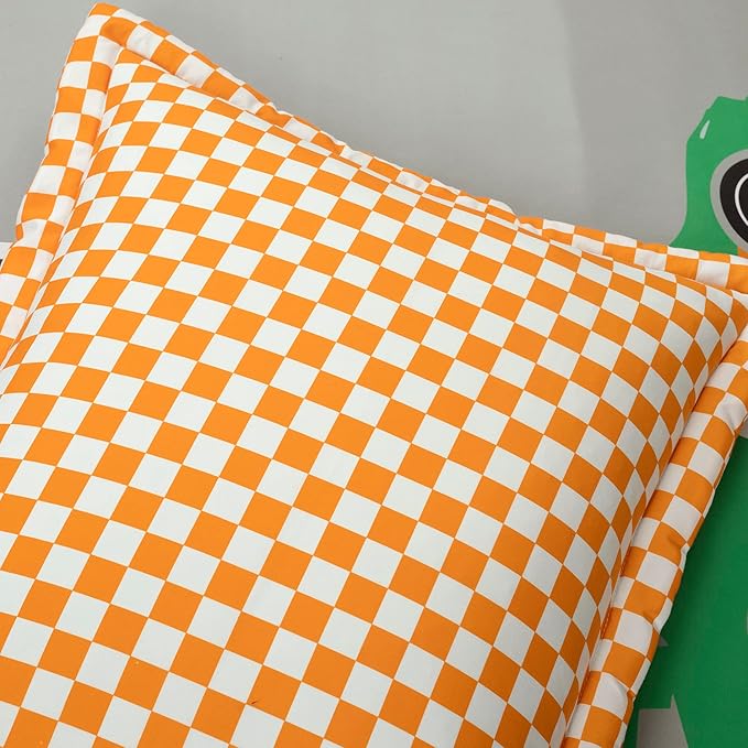 Lush Decor Racing Cars Reversible Comforter Queen Size 5 Piece Set Full/Queen Gray & Orange - Kids Bedding Set Queen Comforter - Car Decor