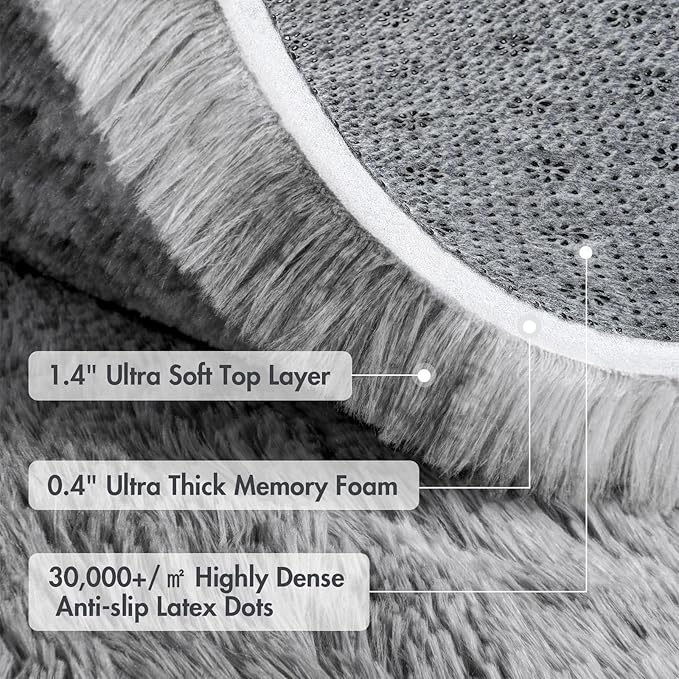 5x8 Ft Large Shag Rugs for Living Room, Tie Dyed Ultra Soft Fluffy Furry Area Rugs for Bedroom Indoor Floor, Aesthetic Carpet for Kids Home Decor (Light Grey)