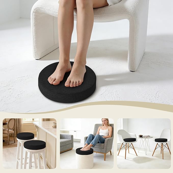 AddGrace 2.5" Thick Non Slip Round Chair Pad Set of 2, 16", Black | Machine-Washable Cover, Non-Slip, for Kitchen, Dining Room, Office, Floor, Bistro Cafe, for 16" Ottoman, 16" Round Stool