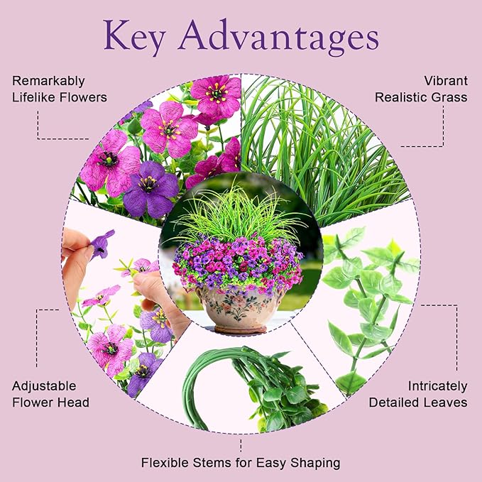 Artificial Flowers for Outdoors 14 Bundles UV Resistant Fake Flowers Daisy with Greenery Plants Faux Outdoor Flowers for Spring Summer Decoration Outdoor Faux Plants Home Window Porch Patio Yard