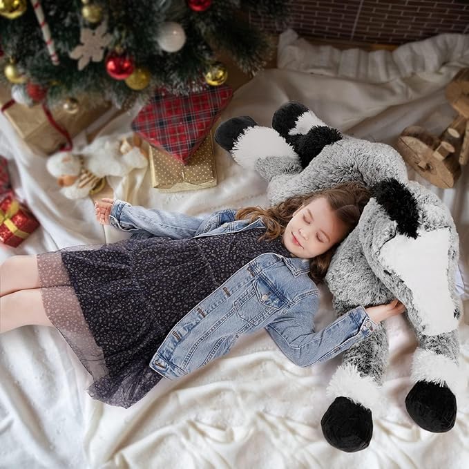 MaoGoLan Giant Horse Stuffed Animal Plush Toy, Large Horse Pony Stuff Plush Body Pillow Gift for Kid Girl Boy Birthday Gift Easter Baby Shower Party Decor (Gray, 47")