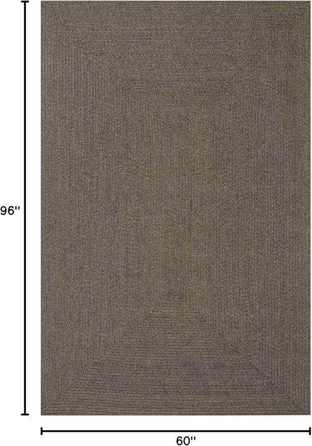 Superior Indoor/ Outdoor Large Area Rug, Reversible Braided Home Floor Decor for Living Room, Kitchen, Entryway, Patio, Front Porch, Deck, Modern, Boho, Farmhouse Style, 5' x 8', Latte