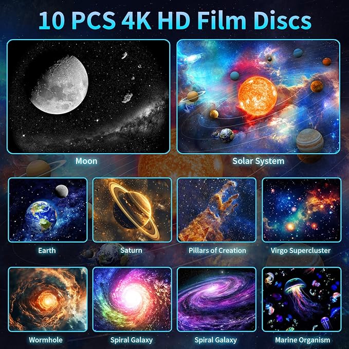 Galaxy Projector，Upgraded HD Star Projector Lens, 10 Realistic Nebula Scenarios Room Lights，Timer off Controls&8-Color Night Light，Super Wide Ceiling Coverage for Bedrooms Home Theaters Kids Rooms