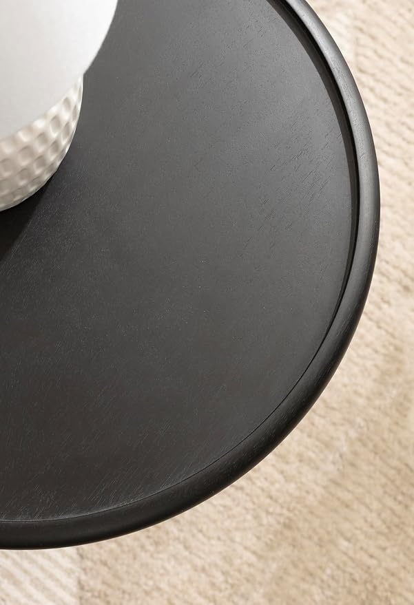 Kate and Laurel Willoughby Modern Wooden Spiraled Round Side Table, 15 x 15 x 24, Black, Accent Pedestal End Table with Turned Base for Use as Indoor Plant Stand or Bedroom Nightstand Option