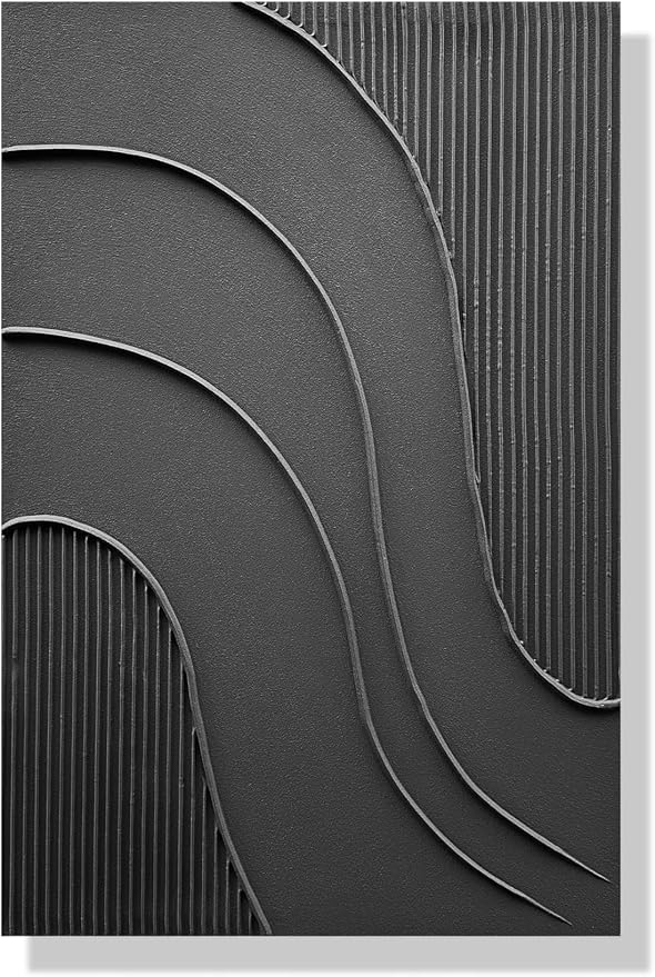 NANKAI Hand-Painted Thick Texture Black Minimalist Oil Painting 24x36 Inch Texture Abstract Painting Home wall Decorative Art