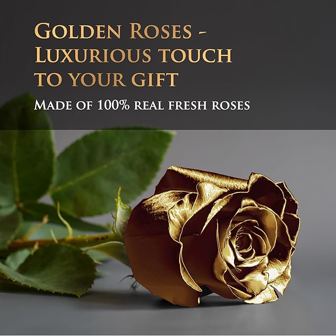 17 Black & Gold Forever Roses, Velvet Box - Luxury Black Roses for Mothers Day, Mothers Day Roses, Gifts for Women, Mother's Day Flowers for Mom, Black Roses for Delivery Prime