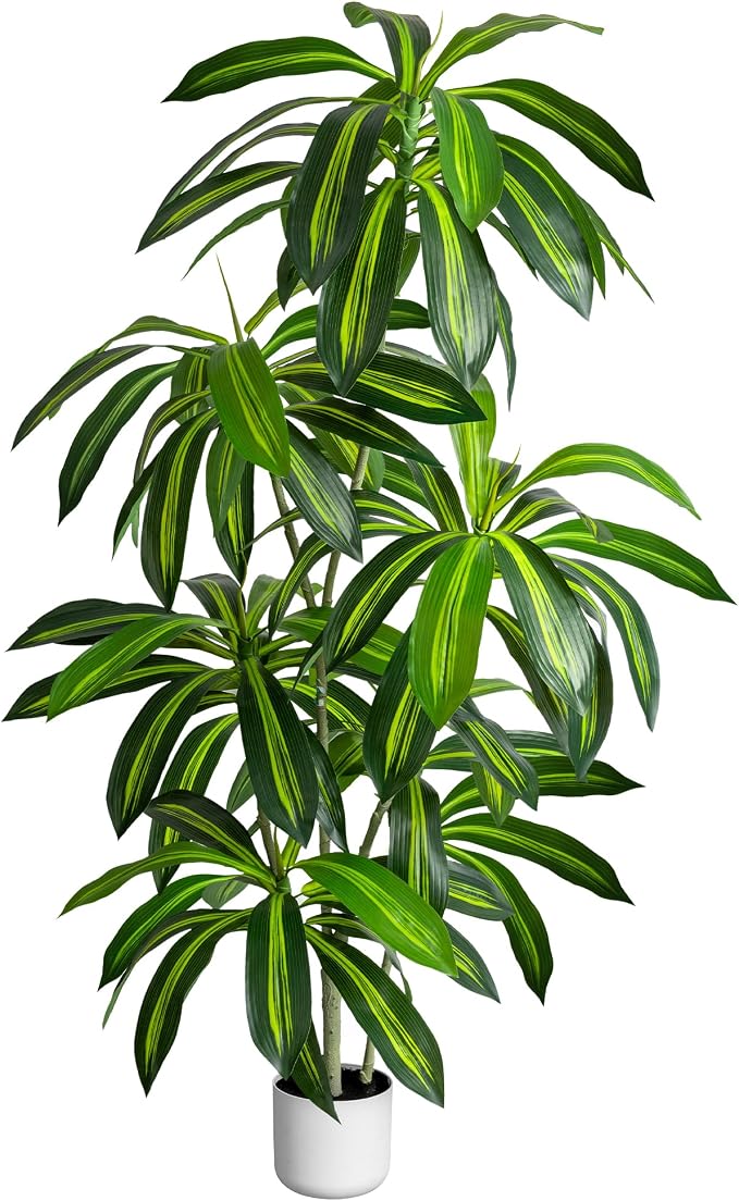Artificial Dracaena Tree 6FT – Tall Artificial Indoor Tree, Large Indoor Plant for Living Room & Home Decor, Big Faux Floor Plant for Bedroom, Office, Apartment, Realistic Tree Decor Indoor