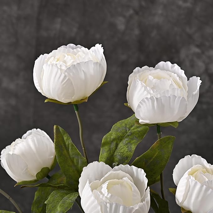Waipfaru 6 Pcs Faux Peonies Artificial Flowers for Vase, 27" Fake Silk Peonies Flowers for Wedding, Vase Filler Flowers for DIY Bouquets Centerpieces Bridal Shower Office Decor- Mixing