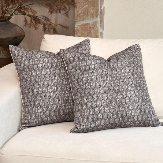 DOMVITUS Floral Pillow Covers Set of 2, 24x24 Pillow Covers, Floral Print Neutral Accent Decorative Pillow Covers for Living Room, Bed, Light Taupe