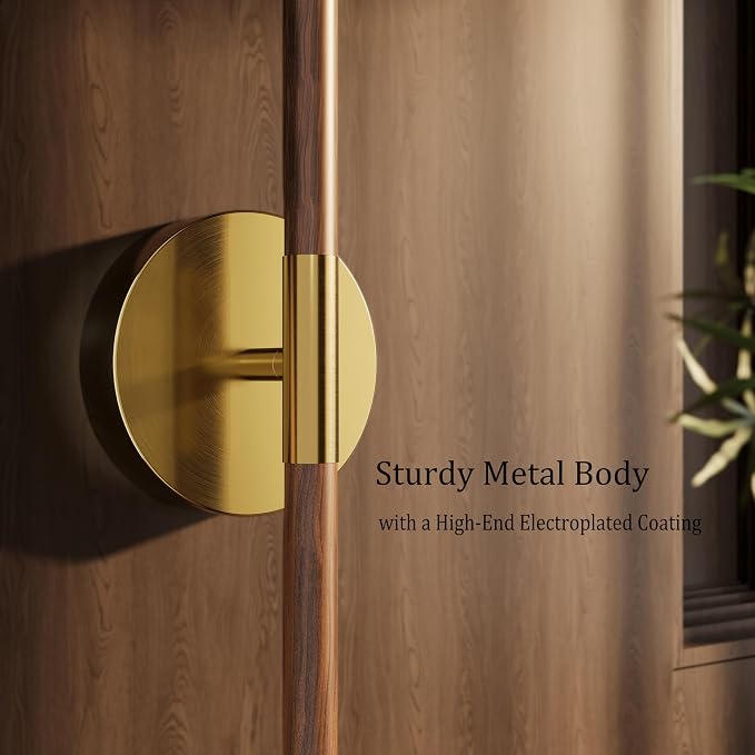 Battery Operated Wall Sconce Set of 2-8000mAh, Rechargeable, Dimmable, 3000K-6000K, Remote, Touch Control, Timer, 350° Rotate, LED Wall Lamps for Living Room, Bedroom, 32 Inch, Walnut Gold