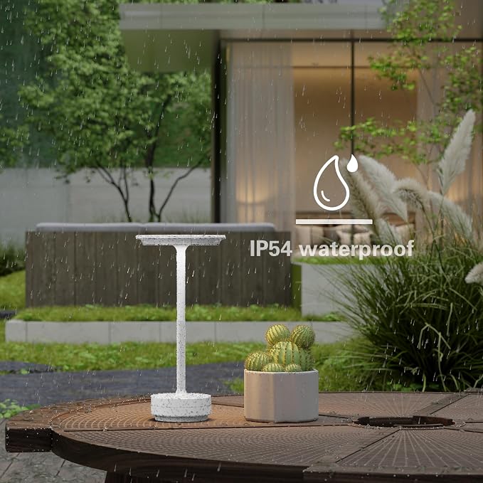 Table Lamp Table Lamps 2P Wihte Cordless Rechargeable Portable LED 5000mAh 3-Level Brightness Memory Function Battery Operated Restaurant Cafe
