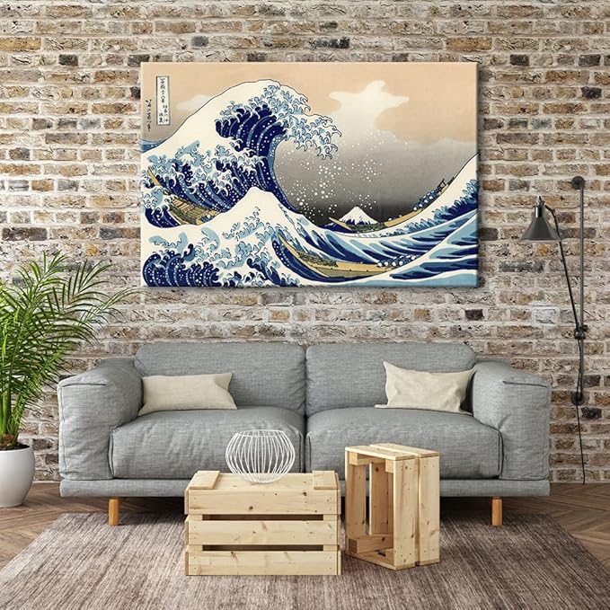 Wieco Art Great Wave of Kanagawa Katsushika Hokusai Extra Large Modern Gallery Wrapped Giclee Canvas Prints Abstract Seascape Sea Artwork Pictures Paintings on Canvas Wall Art for Home Decor XL