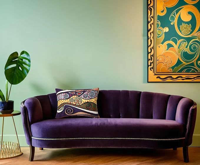 Lumbar Cushion Cover Hand Embroidered Wool 13x21 (Purple Night Sky Pillow Cover)