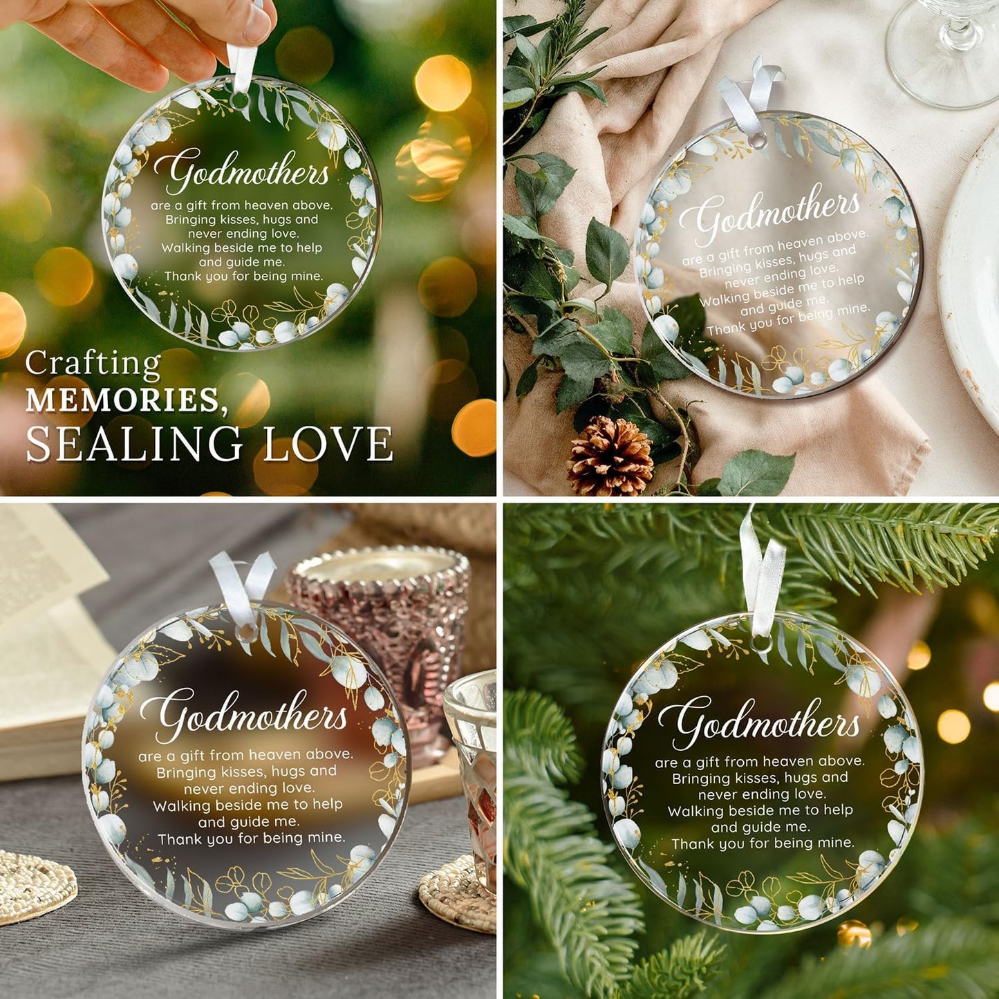 HEXMOZ Godmother Ornament - Godmother Gifts, Godparent Gifts from Godchild, Catholic Ornament, Present from Godchild - Acrylic Christmas Ornaments 2025