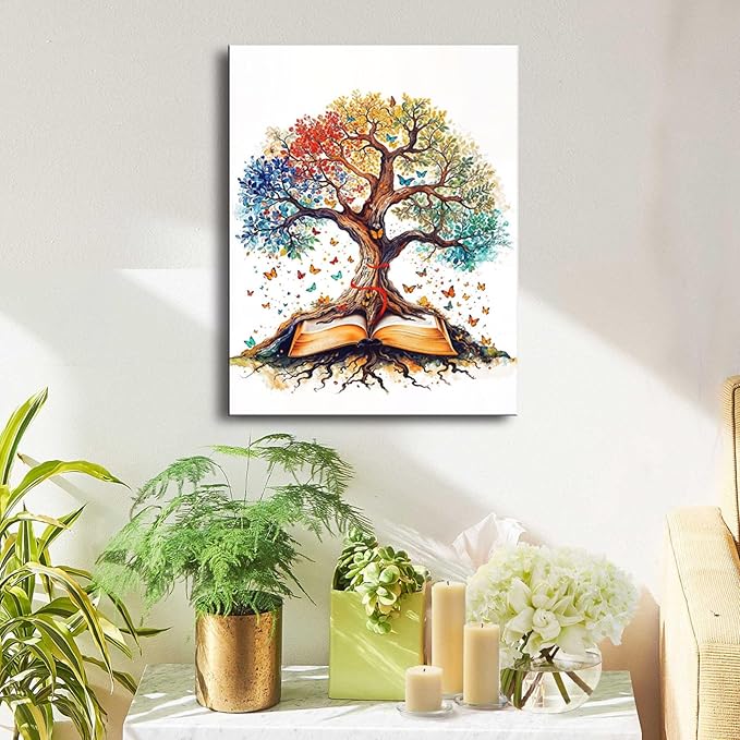 Tree of Life Wall Art - The Bible Religious Canvas Painting, christian gifts for catholic women, christians, Christmas wall decorations, Wall pictures for christians Living Room, Bedroom, Office,baptism,home decor,A-427