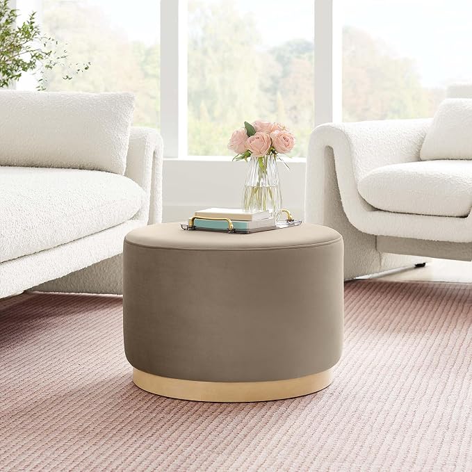 Modway Large 23" Round Performance Velvet Upholstered Upholstered Ottoman