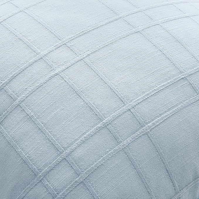 MIULEE Decorative Linen Check Euro Shams Throw Pillow Covers Neutral Farmhouse Vintage Pillow Covers 26x26 Set of 2 Boho Modern Home Decor for Sofa Couch Bedroom Cushion Coastal Blue