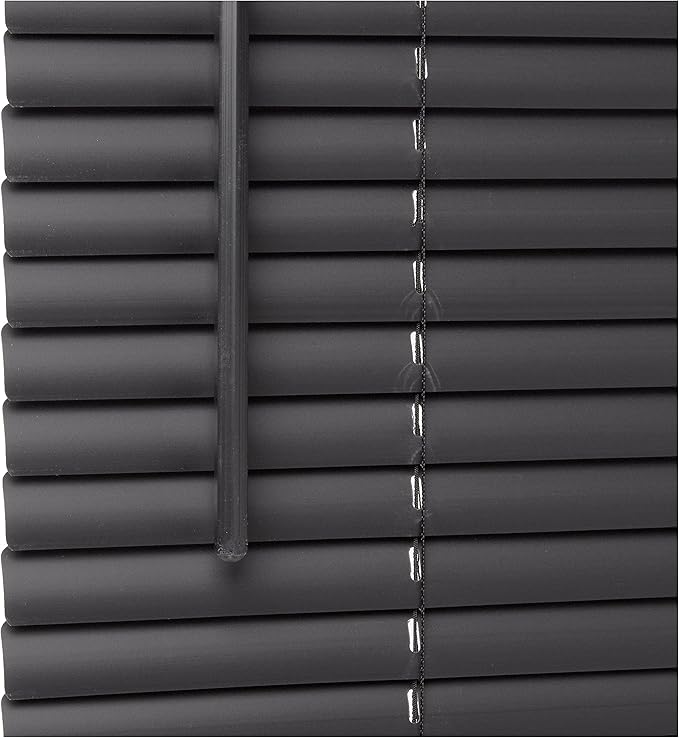 Cordless Light Filtering Mini Blind - 48 Inch Width, 64 Inch Length, 1" Slat Size - Black - Cordless GII Morningstar Horizontal Windows Blinds for Interior by Achim Home Decor
