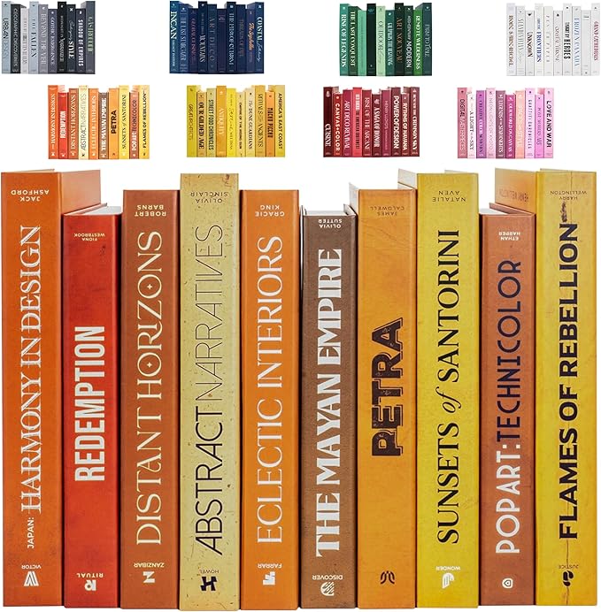 Decorative Books | Orange 10 Book Set with 3 Sizes | Preassembled with Hidden Storage | Perfectly Stackable for Easy Home Staging | Book Decor to Elevate Your Space | Home Decor Made Simple!
