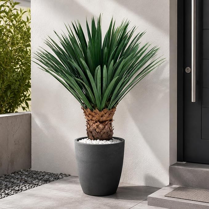 Artificial Agave Plant Black Pot 37 Inch Tall Faux Agave with Removable White Coating Realistic Fake Floor Plant Indoor Outdoor Front Porch Patio Doorstep Home Office Hotel Desert Style Decor