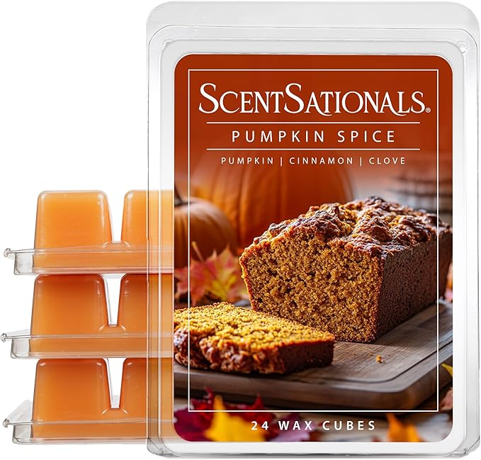 Scentsationals Wax Melts Strong Scent - Pumpkin Spice - Long Lasting Scented Melts for Warmers, 10oz (24-Cubes)