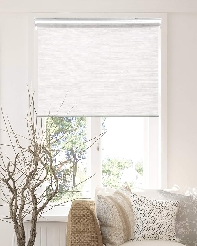 CHICOLOGY Roller Shades , Cordless Blinds , Window Shades for Home , Roller Window Shades , Window Treatments , Door Blinds , Light Filtering Shades , Felton White (Natural Woven) , 23"W X 72"H