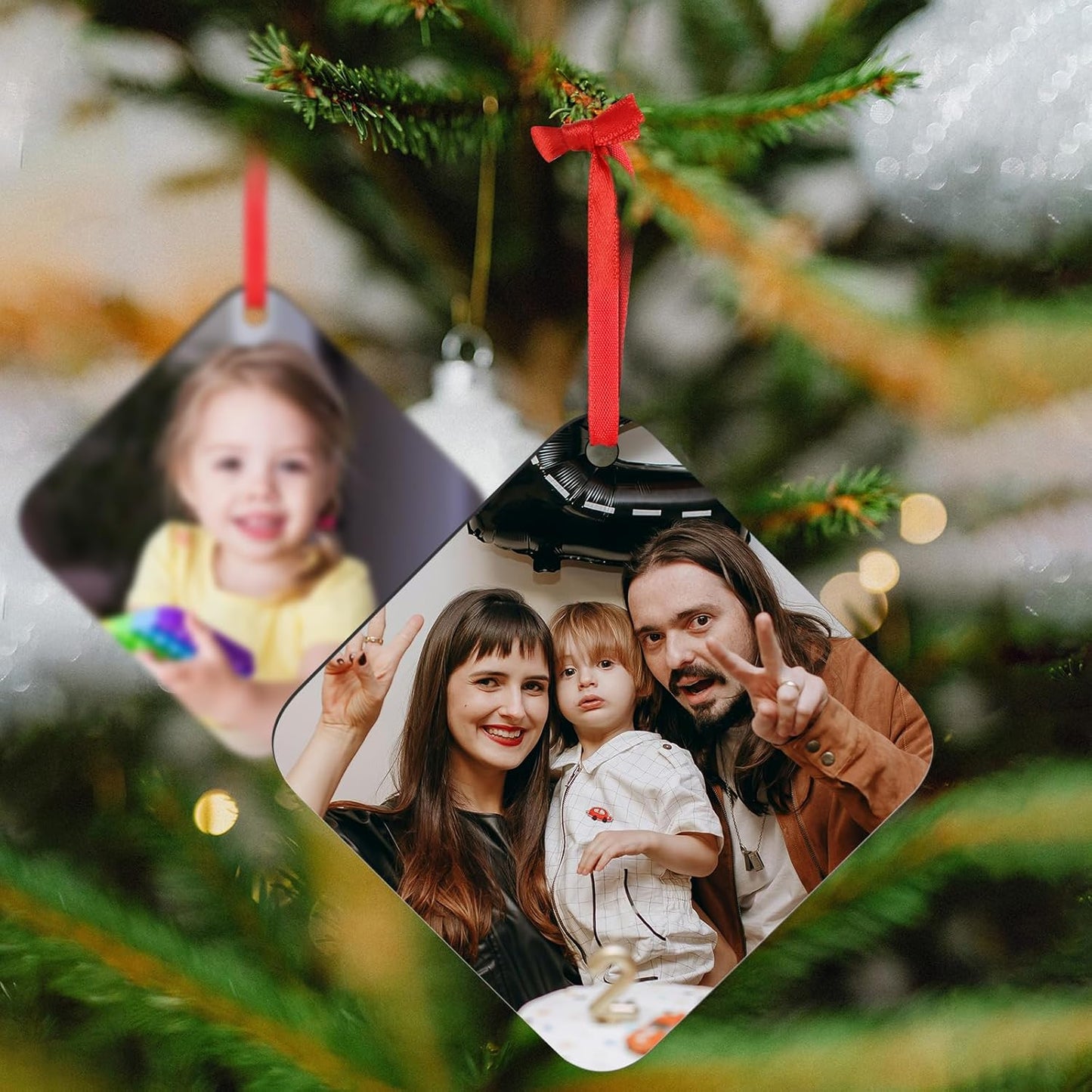 Personalized Christmas Ornaments 2024 Customized with Photo Text Ornament Keepsake Pet First Christmas Ornament Bulk Custom Wooden Xmas Tree Decorations, Wood Square