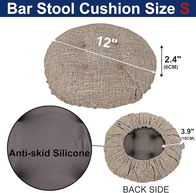 SINOSSO Modern Bar Stool Cushion Dia.12, Fashion Interweaving Design Anti-Skid Silicone Round Stool Seat Cushion Cover Padded (Light Brown, S,1)