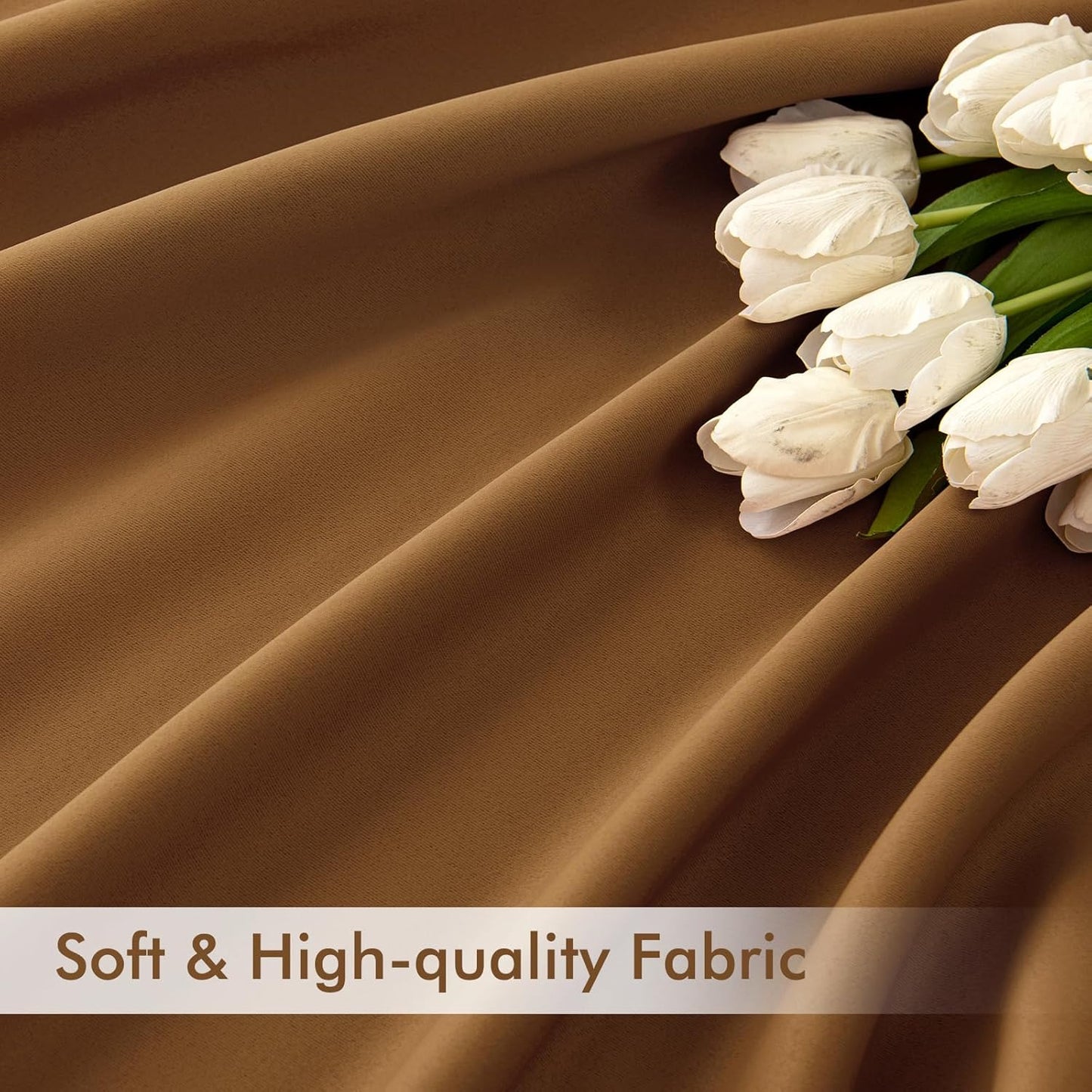 MIULEE Golden Brown Back Tab Blackout Curtains 102 Inch Long 2 Panels Set for Bedroom, Rod Pocket/Pinch Pleated Thermal Insulated Living Room Darkening Light Blocking Floor to Ceiling Drapes