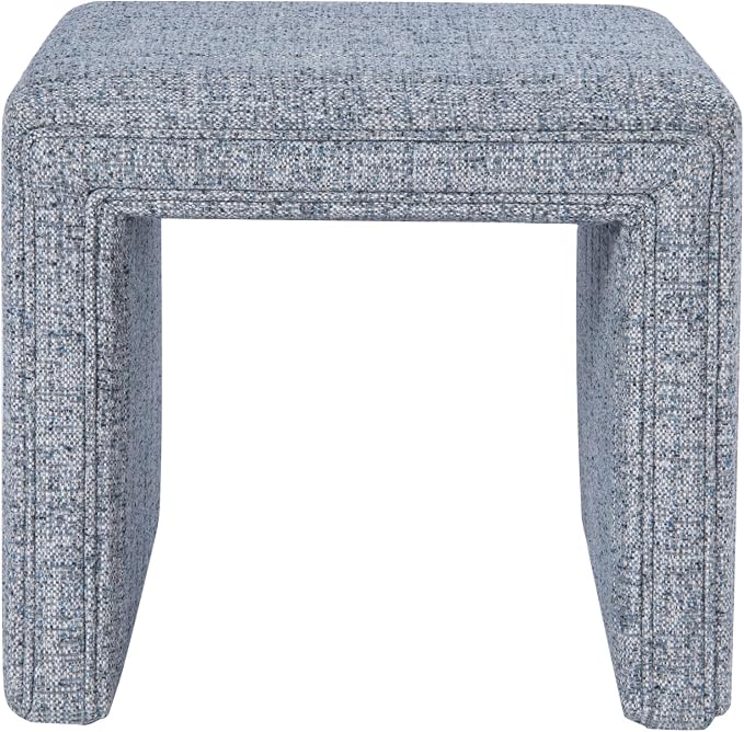 HomePop 19" Modern Waterfall Ottoman - Blue Gray Woven Fabric