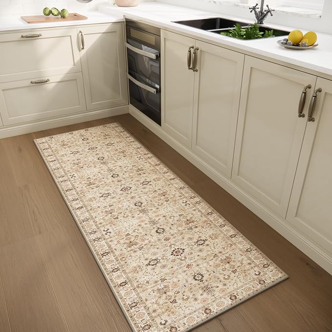 Machine Washable Hallway Runner Rug: 2'x6' Kitchen Rugs Soft Non-Slip Low Pile Vintage Boho Carpet Runners for Indoor Entryway Kitchen Bedside Bedroom Bathroom Farmhouse Decor
