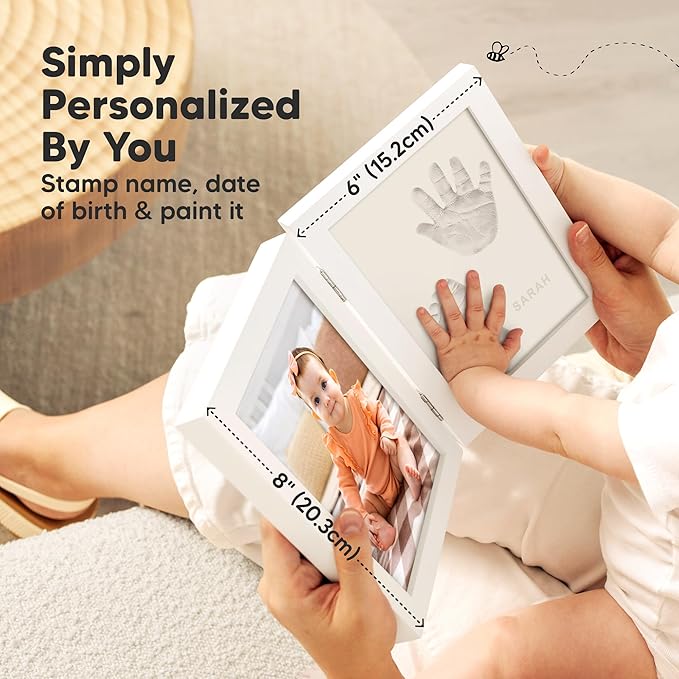 KeaBabies Baby Hand and Footprint Kit and Inkless Baby Handprint And Footprint Kit Frame - Prints Duo Photo Frame for Newborn - Personalized Kids Picture Frame for Newborn