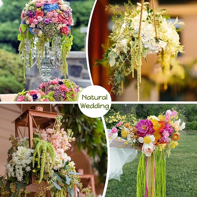 15Pcs Neon Green Preserved Hanging Amaranthus Flowers - 23" Cascading Dried Flower Tassels for Wedding Arch, Backdrop Installations, Vase Arrangements & Home Decor