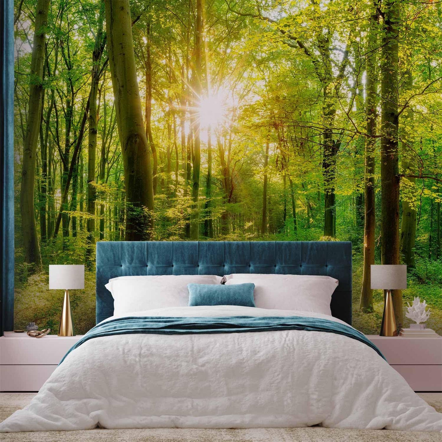 artgeist Premium Wall Mural Forest 216x98 in - Non-Woven Photo Wallpaper Art Print Fleece Wall Mural Decoration Poster Picture Design Landscape Nature Green Tree Panorama Sunshine b-B-0383-a-a