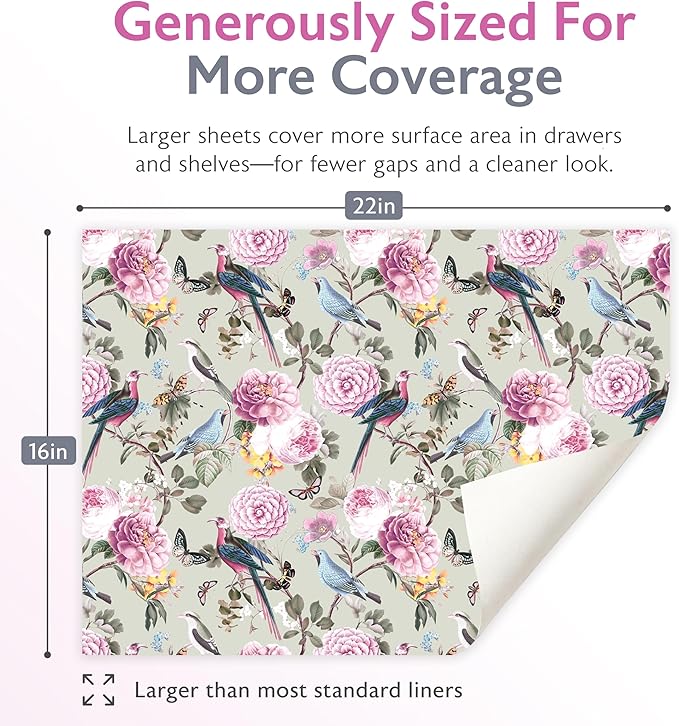 Scented Drawer Liners for Dresser Fragrant Paper Liner for Drawers Cabinet Shelf Linen Closet and Kitchen Scent Liners Non Adhesive (Royal Bloom)