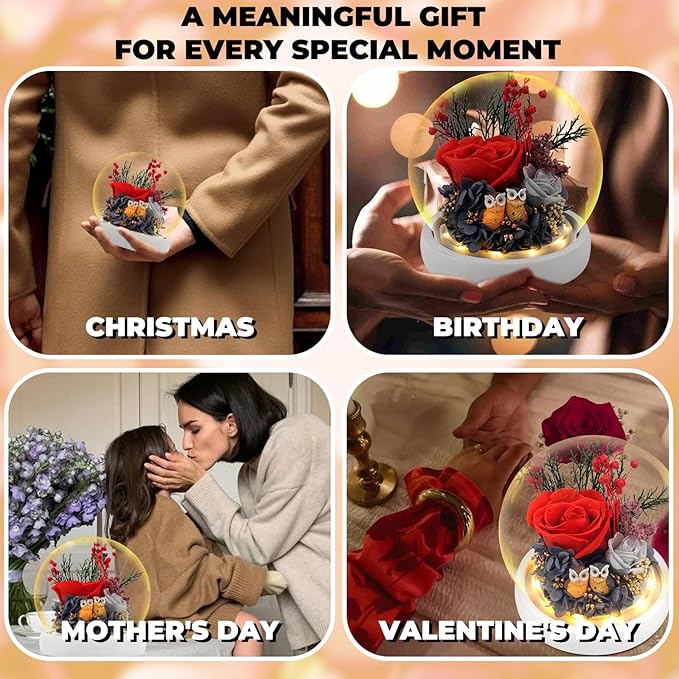 Flowers, Roses Gift - Preserved Flowers & Preserved Roses Gift for Women, Rose Arrangement that Lasts Forever – Birthday Gift for Women,Mother’s Day &Valentine, Flower for Delivery- Ruby red