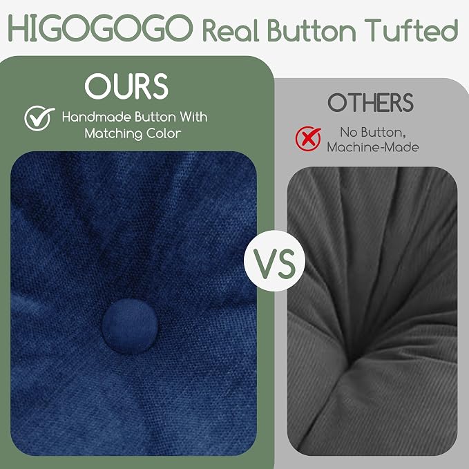 HIGOGOGO Papasan Chair Cushion with Chenille Cover (Without Chair), Soft Supportive Cushion, Navy, 48 x 48 Inch